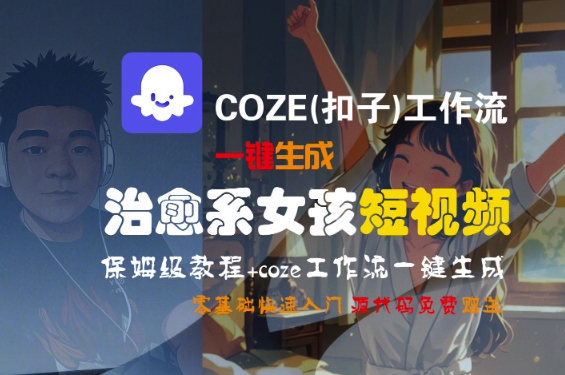 COZE(扣子)工作流一键生成治愈系女孩短视频,保姆级教程,零基础快速入门-最全资源库