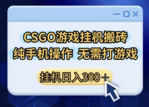 CSGO游戏挂G搬砖，小白纯手机即可操作，不用电脑打游戏，日入3张+，副业网创项目【揭秘】-最全资源库