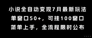 小说全自动变现7月玩法，单窗口50+，可挂100窗口，简单上手，全流程限时公布【揭秘】-最全资源库