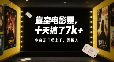 靠卖电影票,十天搞了7k+,小白无门槛上手,零投入【揭秘】-最全资源库