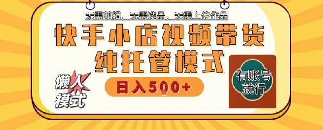 快手小店托管代运营，无需剪辑，无需选品，无需上传作品，全程无需操作，轻松月入5k+【揭秘】-最全资源库