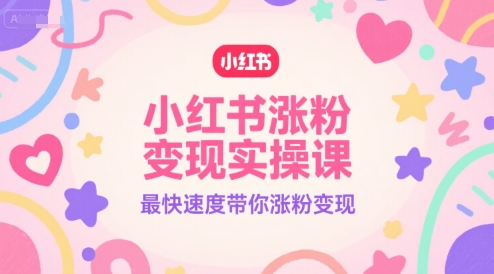 小红书涨粉变现实操课，最快速度带你涨粉变现-最全资源库