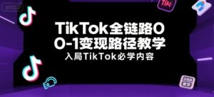TikTok全链路0-1变现路径教学,入局TikTok必学内容-最全资源库