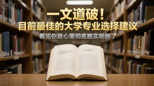 付费文章：一文道破！目前最佳的大学专业选择建议，看完你就心里彻底踏实明朗了-最全资源库