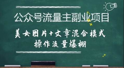 公众号流量主副业项目,美女图片+文章混合模式操作流量爆棚-最全资源库