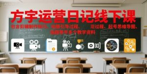 方宇运营日记线下课，包含剪辑制作技巧、拍摄引导过程、起号思维导图、选题等多个教学资料-最全资源库