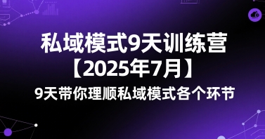 私域模式9天训练营【2025年7月】​9天带你理顺私域模式各个环节-最全资源库