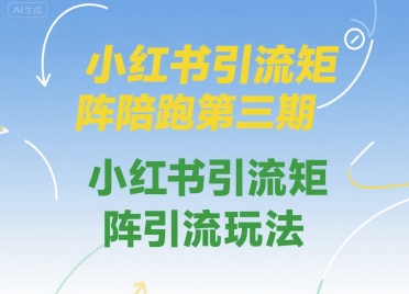 小红书引流矩阵陪跑第三期，小红书引流矩阵引流玩法-最全资源库