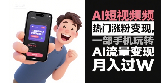 AI短视频热门涨粉变现,一部手机玩转AI流量变现,月入过W-最全资源库
