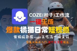 COZE(扣子)工作流一键生成爆款橘猫日常短视频，保姆级教程，零基础快速入门-最全资源库