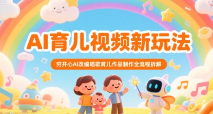 AI育儿视频新玩法，穷开心AI改编唱歌育儿作品制作全流程拆解-最全资源库
