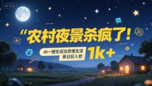 农村夜景杀疯了!AI一键生成治愈系慢生活,单日狂入1k+-最全资源库