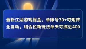 最新江湖游戏掘金，单账号20+可矩阵全自动 ，结合拉新玩法单天可搞4张+【揭秘】-最全资源库