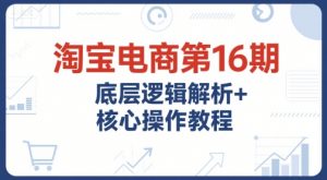 淘宝电商第16期，底层逻辑解析+核心操作教程，运营、推广提升能力的必学课程+配套资料-最全资源库