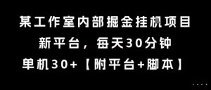 某工作室内部掘金挂G项目，新平台，每天30分钟，单机30+【揭秘】-最全资源库