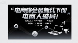 电商峰会最新线下课,电商人破局,如何用AI降本增效,AI应用-全域推广-直播运营-付费流量-最全资源库