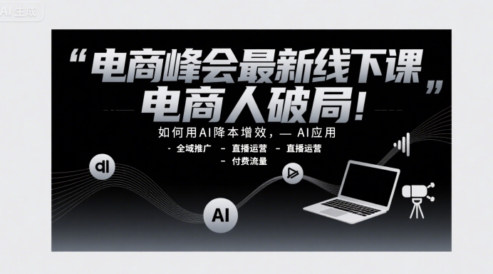 电商峰会最新线下课,电商人破局,如何用AI降本增效,AI应用-全域推广-直播运营-付费流量-最全资源库