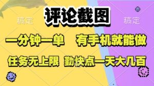 评论截图,收益一个0.5元,一分钟一单,有手机就能做,上不封顶,可无限做,一天大几张【揭秘】-最全资源库