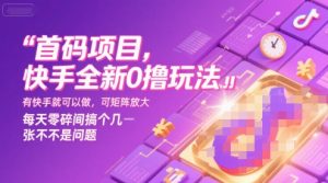 首码项目，快手全新0撸玩法，有快手就可以做，可矩阵放大，每天零碎时间搞个几张不是问题【揭秘】-最全资源库