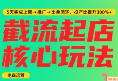 淘宝截流快速起店玩法,掌握暴力快速起店的流程,5天完成上架-推广-出单闭环-最全资源库