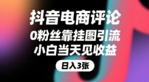 抖音电商评论，0粉丝靠挂图引流，被动挣抖音搜索佣金，小白当天见收益，还能躺挣下级评论增量收益-最全资源库