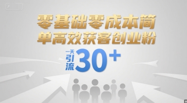 零基础零成本简单高效获客创业粉，一天引流30+-最全资源库