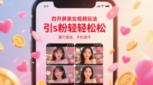 四开屏美女视频玩法，引s粉轻轻松松，暴力掘金，手机操作【揭秘】-最全资源库