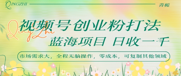 视频号创业粉打法，日入1k，蓝海项目，市场需求大，全程无脑操作，可复制-最全资源库