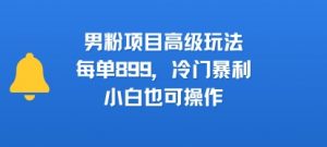 男粉项目高级玩法,每单899,冷门暴利,小白也可操作-最全资源库