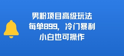 男粉项目高级玩法，每单899，冷门暴利，小白也可操作-最全资源库