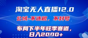淘宝无人直播12.0，不封号，不违规，布局下半年旺季赛道，日入1k+(独家技术)【揭秘】-最全资源库