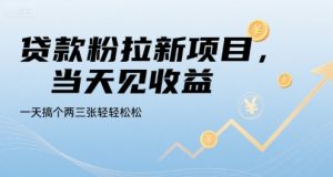 贷款粉拉新项目,当天见收益,一天搞个两三张轻轻松松【揭秘】-最全资源库