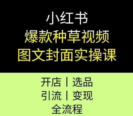 小红书爆款种草视频图文封面实操课,开店、选品、引流、变现全流程-最全资源库
