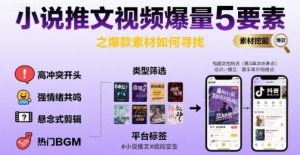 小说推文视频爆量5要素之爆款素材如何寻找-最全资源库