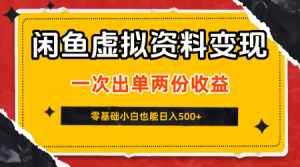 闲鱼虚拟资料新变现玩法，信息差项目，一次出单两份收益，无需囤货，可批量矩阵，零基础小白也能日入5张-最全资源库