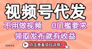 视频号代发，不用剪辑不用做视频，0门槛要求，领取发布就有收益，任务没有无上限，小白轻松上手【揭秘】-最全资源库