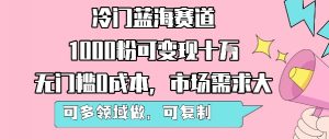 冷门蓝海赛道，1000粉可变现十W，无门槛0成本，市场需求大，可多领域做，可复制性强-最全资源库