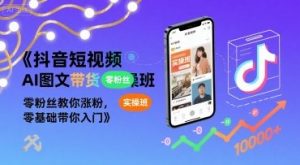 抖音短视频AI图文带货实操班,零粉丝教你涨粉,零基础带你入门-最全资源库