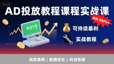 AD投放教程课程实战课,实现广告ROI300%+可持续暴利-最全资源库