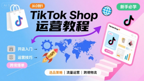 TikTok Shop从0到1运营教程，TikTok跨境电商新手必学课程-最全资源库