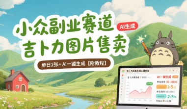 小众副业赛道 吉卜力图片售卖 单日2张+ AI一键生成【附教程】-最全资源库