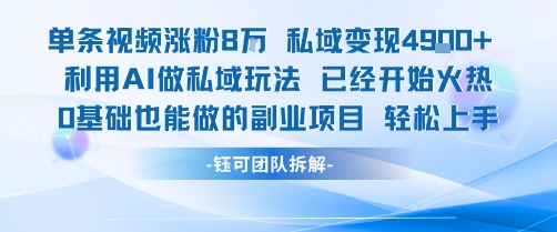 单条视频私域变现4.9k+利用AI做私域玩法 已经开始火热0基础也能做的副业项目轻松上手-最全资源库