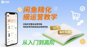 闲鱼精细化运营入门+高阶实战教学,闲鱼卖货整体运营思路,零成本零风险轻创业电商项目-最全资源库