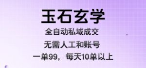 玉石玄学全自动私域成交，一单99每天十单以上，无需人工和矩阵账号，蓝海项目直接干【揭秘】-最全资源库