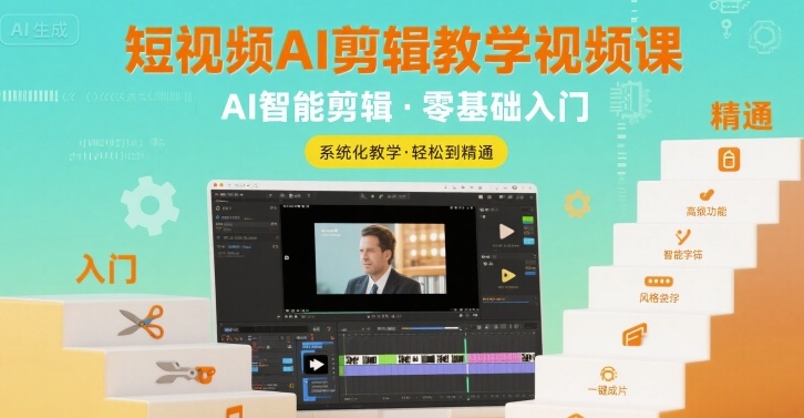 短视频AI剪辑教学视频课，入门到精通-最全资源库