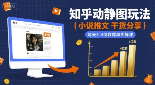 小说推文干货分享之知乎动静图玩法,每天3-4位数爆单实操课-最全资源库