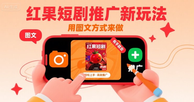 红果短剧推广新玩法,用图文方式来做,有手就会-最全资源库