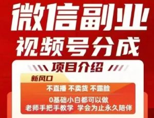 微信副业视频号分成，不直播 不卖货 不露脸，三五分钟即可完成一条作，每日收益几十、几张不等-最全资源库