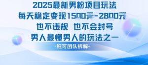 2025最新男粉项目玩法每天变现1k+也不违规也不会封号男人最懂男人的玩法-最全资源库