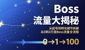 Boss流量大揭秘,从起号到转化细节拆解,从0到1打造Boss流量全流程-最全资源库